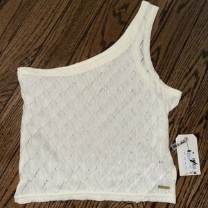 Billabong Cream Knit One Shoulder Junior Top Sz M/10 Fade To White Only You Top